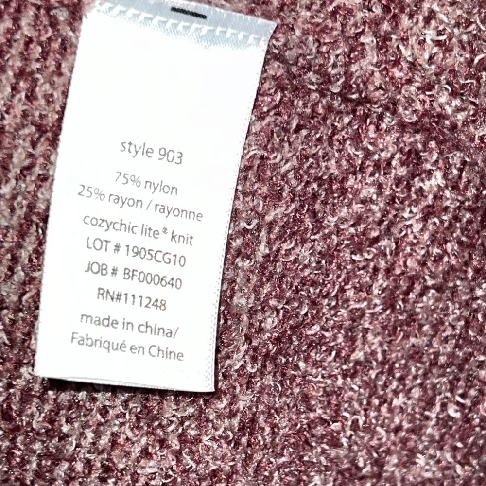 Barefoot Dreams Cozychic Lite Knit Island Wrap Heathered Maroon L/XL Style 903 - Picture 5 of 6